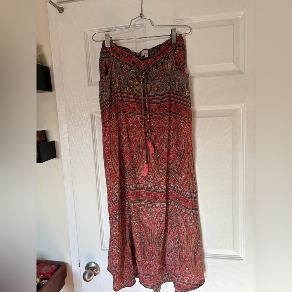 Cienna drawstring waist silk blend maxi skirt